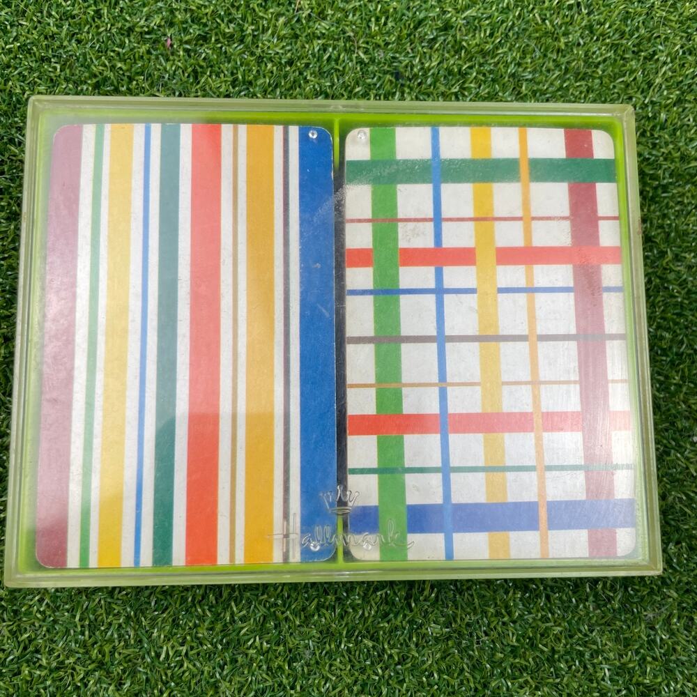 Vintage Hallmark Double Deck Stripes Plaid Set Playing Cards
